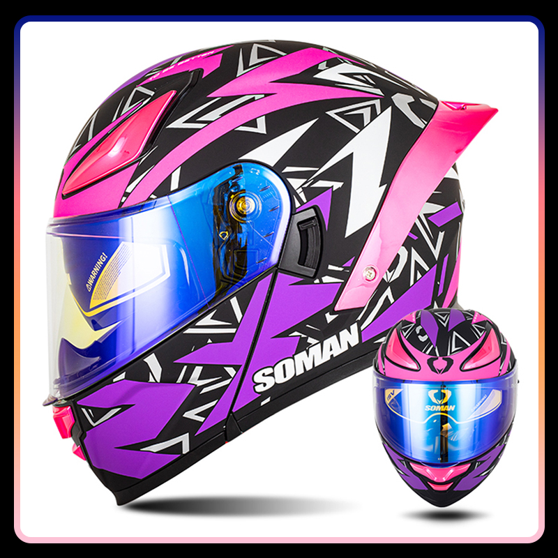 Modular Flip Up Motorcycle Helmet Dot Approved - Helm motor Flip Up wajah penuh
