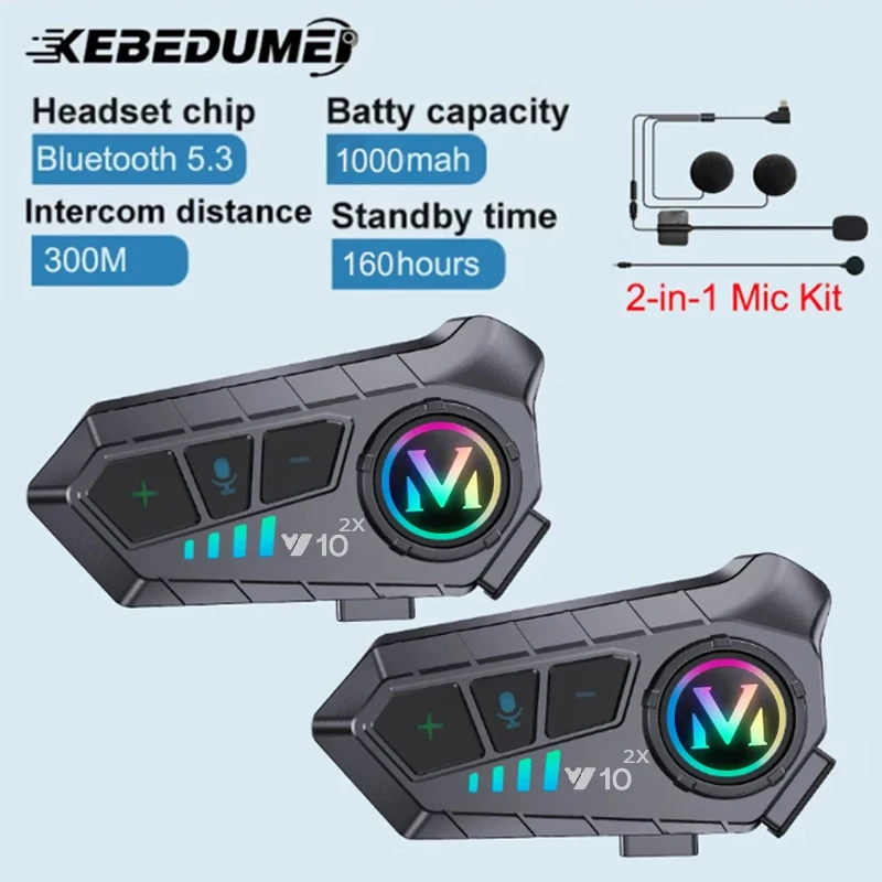 Universal Motorcycle Helmet Intercom Headset - 1/2x Headset Helm Interkom Sepeda Motor