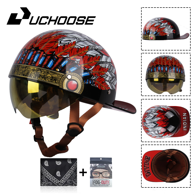 Vintage Open Face Retro Helmet - Helm sepeda Wanita Pria Motocross, topi