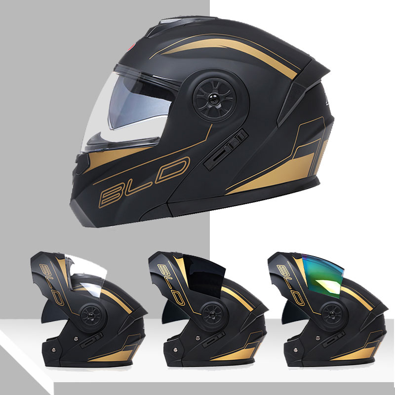 Dual Visor Motorcycle Racing Helmet - Helm Modular Lensa Ganda Model Lipat