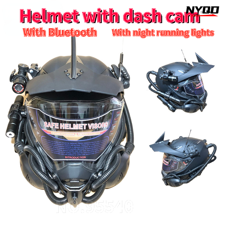 Full Face Motorcycle Helmet With Bluetooth - Rally helm sepeda motor off-road, helm