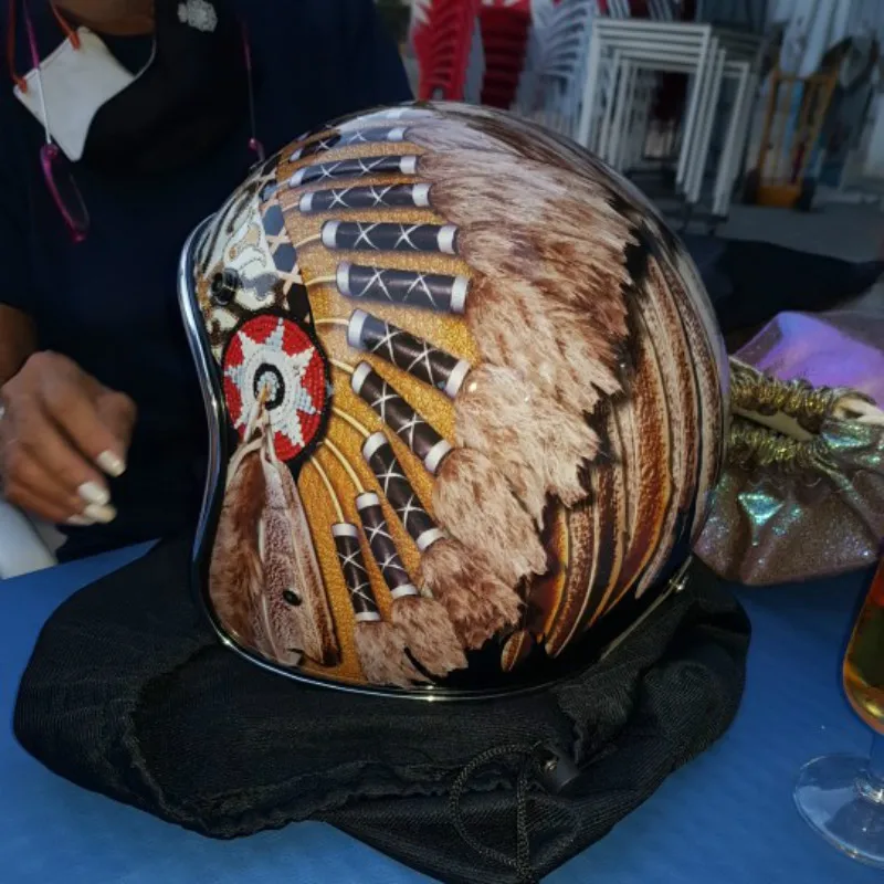 Vintage Open Face Retro Helmet - Helm Motor Vintage Hitam Wajah Terbuka