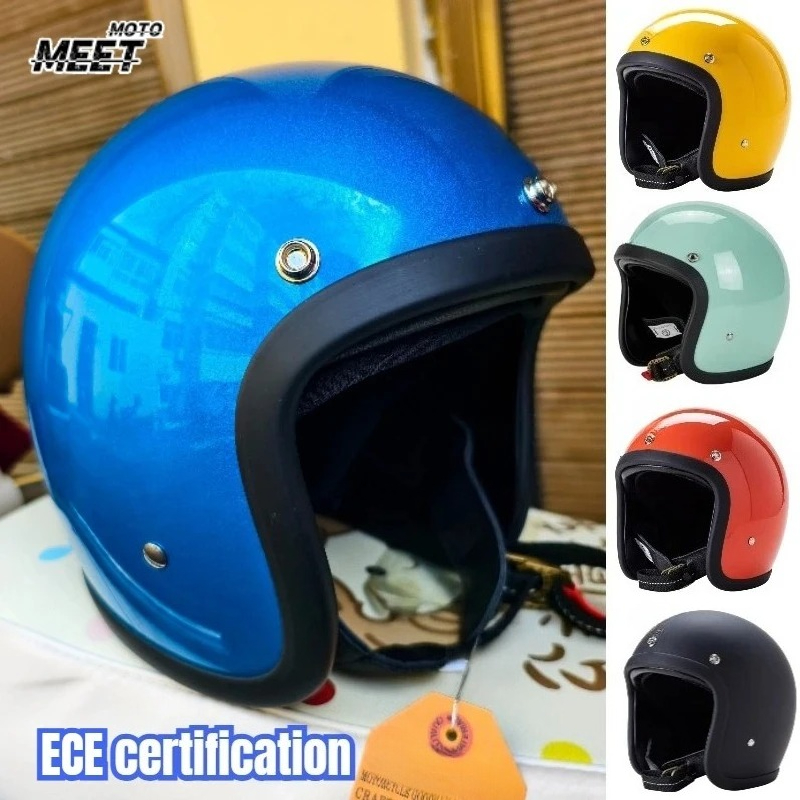 Vintage Open Face Retro Helmet - Helm Sepeda Motor Open Face Gaya