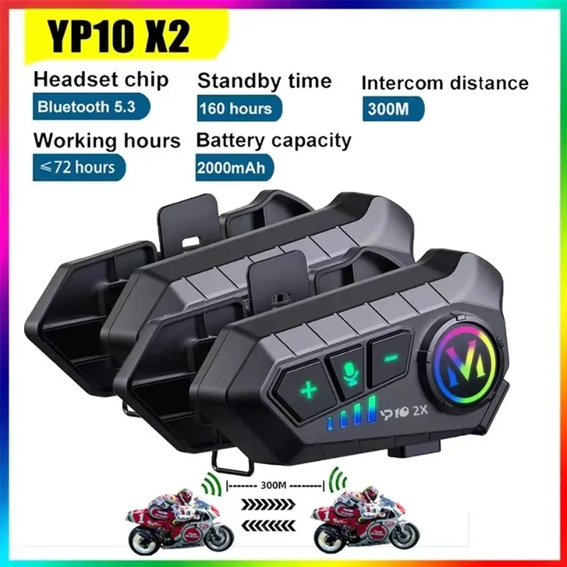 Universal Motorcycle Helmet Intercom Headset - Y10 2X helm motor Bluetooth 300M,