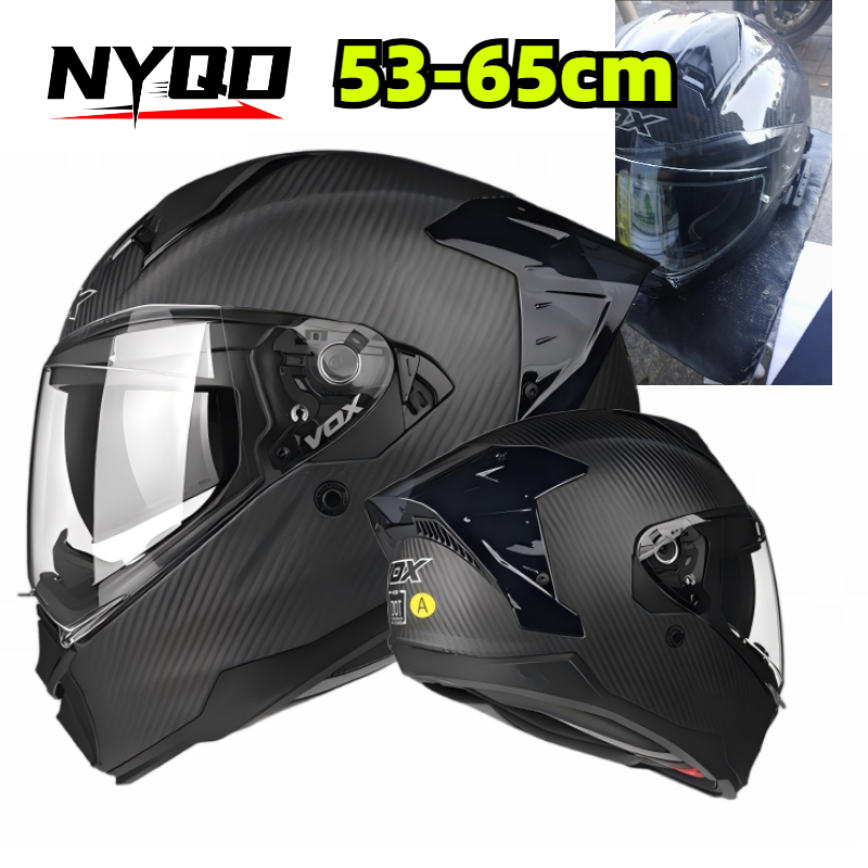 Dual Visor Motorcycle Racing Helmet - Helm Sepeda Motor Full Face Serat