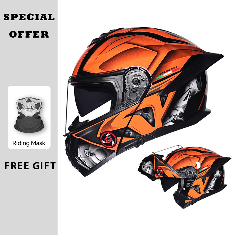 Dual Visor Motorcycle Racing Helmet - Helm Motor Flip Up Double Visor