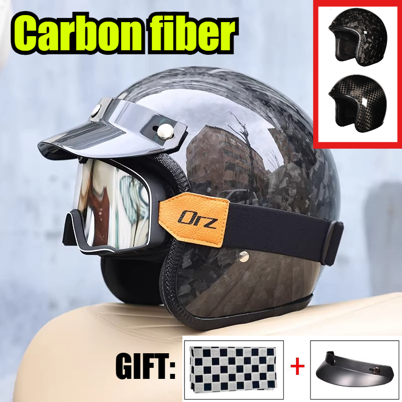 Carbon Fiber Lightweight Motorcycle Helmet - Helm Motor Serat Karbon Vintage 2026