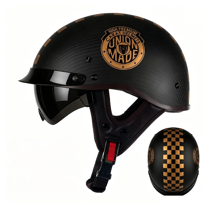 Carbon Fiber Lightweight Motorcycle Helmet - Helm Setengah Wajah Serat Karbon untuk