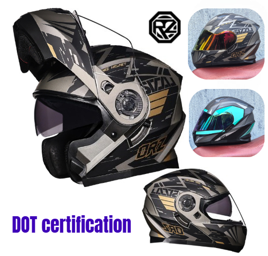 Modular Flip Up Motorcycle Helmet Dot Approved - Orz helm motor, Visor ganda Full