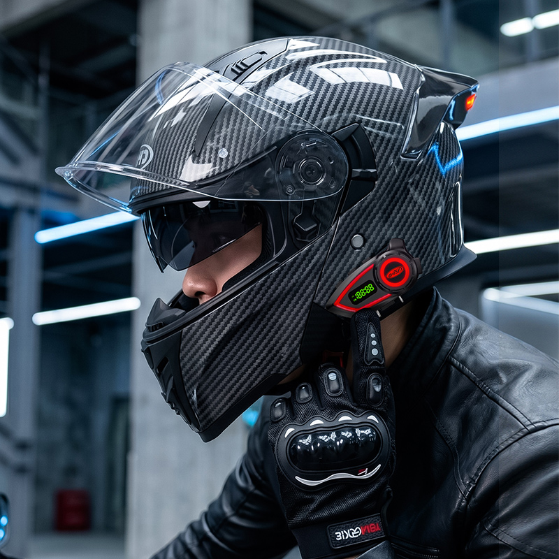 Modular Flip Up Motorcycle Helmet Dot Approved - Helm Motor Bahan ABS Double Visor