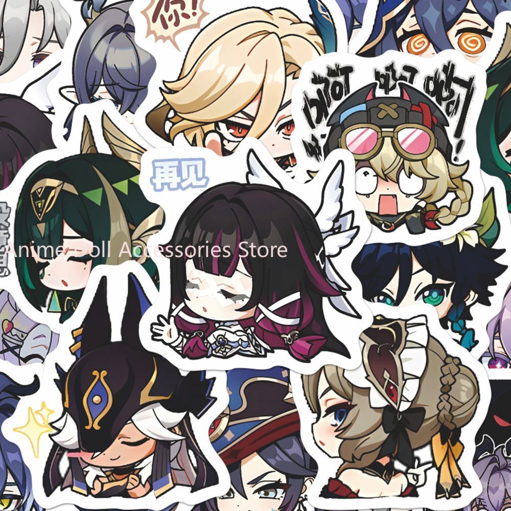 Motorcycle Helmets - 64 Buah Stiker Anime Genshin Impact