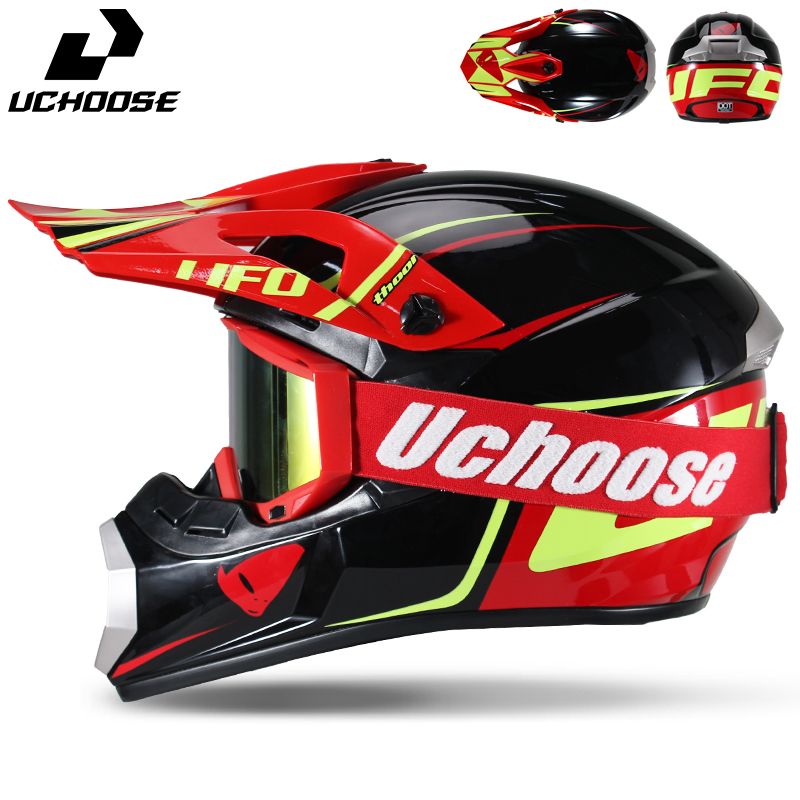 Off Road Motocross Helmet Goggles Set - Set Helm Motocross Uchoose untuk Dewasa,