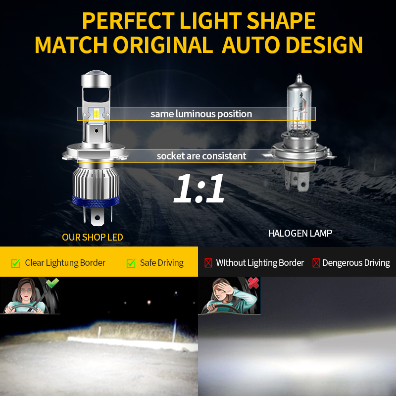 H4 HS1 Bohlam Lampu Depan Sepe - Universal Motorcycle Led Headlight Projector ulasan dan harga