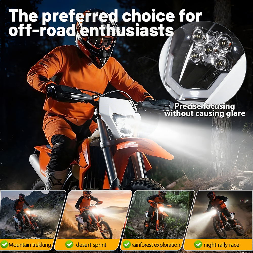 Lampu Depan LED 5 Lampu Univer - Universal Motorcycle Led Headlight Projector ulasan dan harga