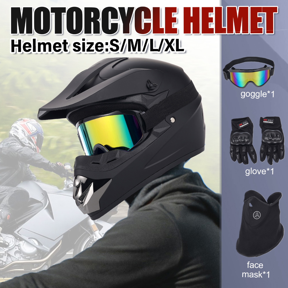 Helm Sepeda Motor Off-Road Set - Off Road Motocross Helmet Goggles Set ulasan dan harga