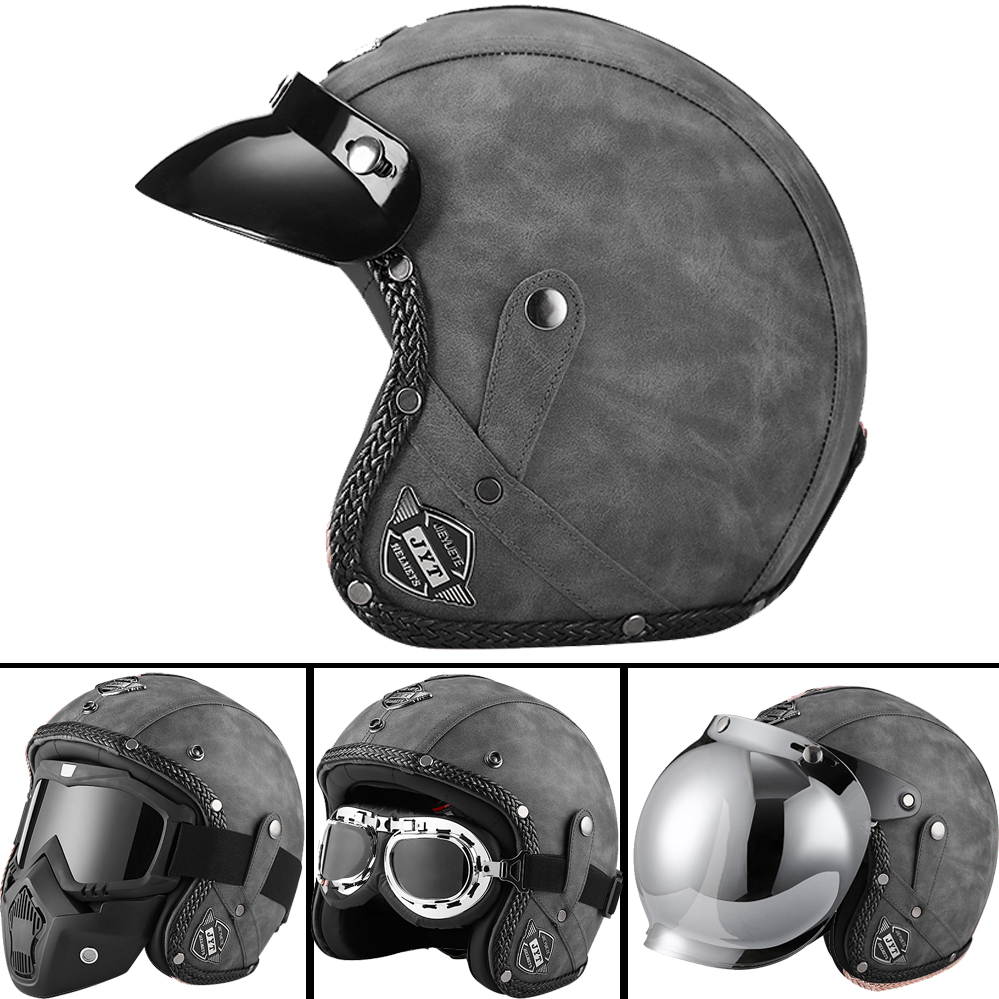DOT 3/4 helm sepeda motor Retr - Vintage Open Face Retro Helmet ulasan dan harga