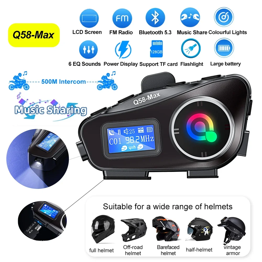 Helm tampilan layar besar, int - Universal Motorcycle Helmet Intercom Headset ulasan dan harga