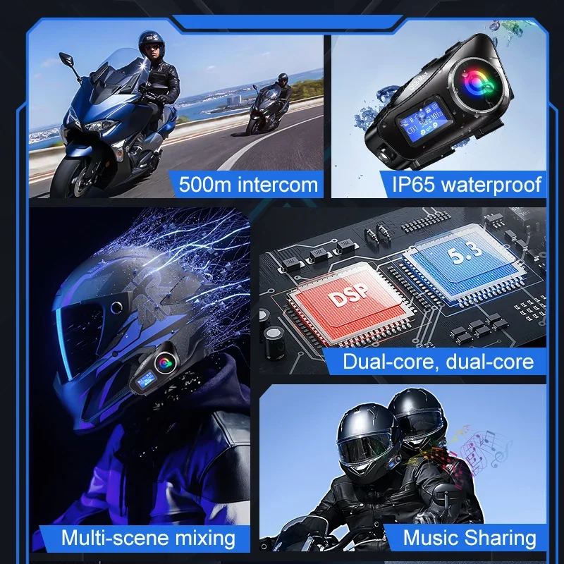 Helm tampilan layar besar, int - Universal Motorcycle Helmet Intercom Headset ulasan dan harga