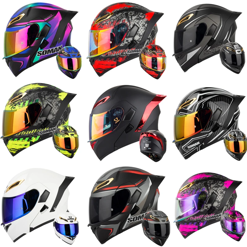 SOMAN helm Full Face pria dan  - Dual Visor Motorcycle Racing Helmet ulasan dan harga