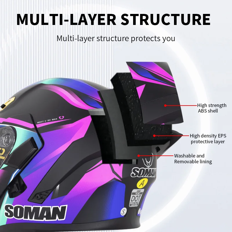 SOMAN helm Full Face pria dan  - Dual Visor Motorcycle Racing Helmet ulasan dan harga