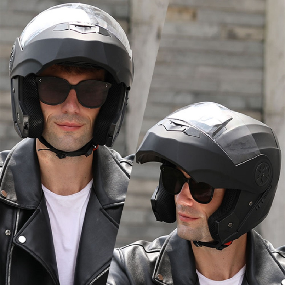 Helm sepeda motor lensa ganda  - Modular Flip Up Motorcycle Helmet Dot Approved ulasan dan harga