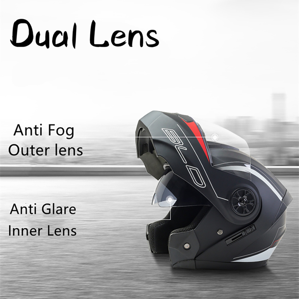 Helm sepeda motor lensa ganda  - Modular Flip Up Motorcycle Helmet Dot Approved ulasan dan harga