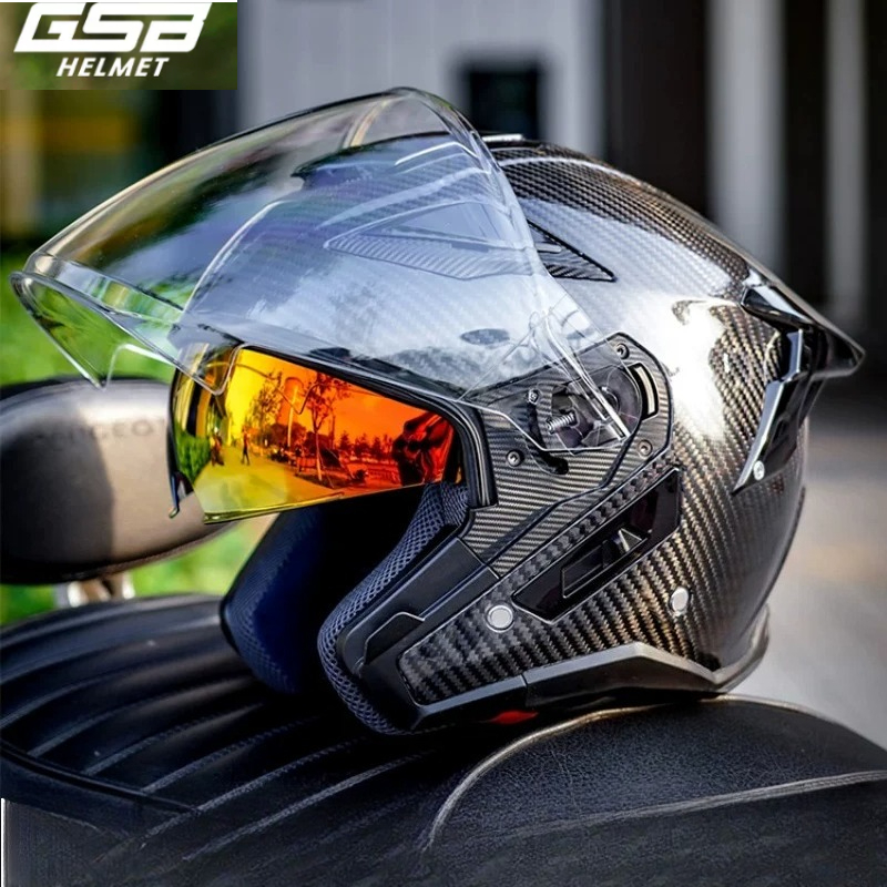 Helm Sepeda Motor Serat Karbon - Carbon Fiber Lightweight Motorcycle Helmet ulasan dan harga