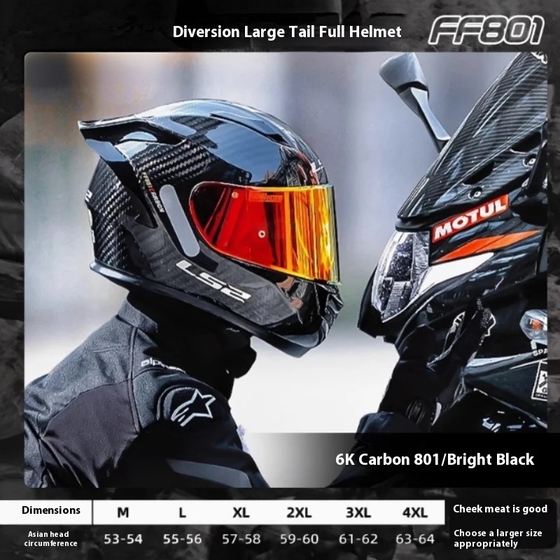 Helm Motor Full-Face Serat Kar - Carbon Fiber Lightweight Motorcycle Helmet ulasan dan harga