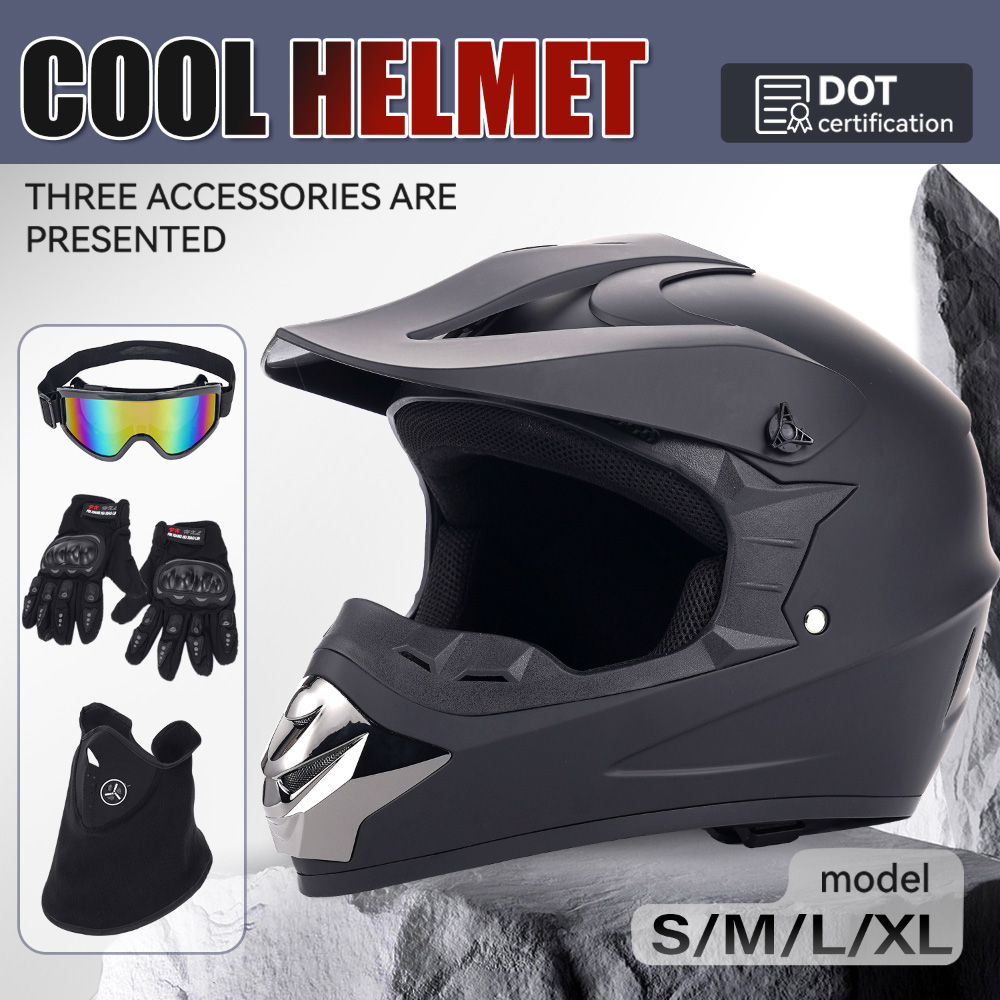 Helm Sepeda Motor Off-Road Set - Off Road Motocross Helmet Goggles Set ulasan dan harga