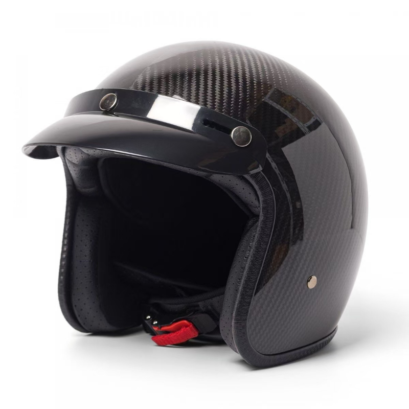 Helm motor wajah terbuka Gloss - Carbon Fiber Lightweight Motorcycle Helmet ulasan dan harga