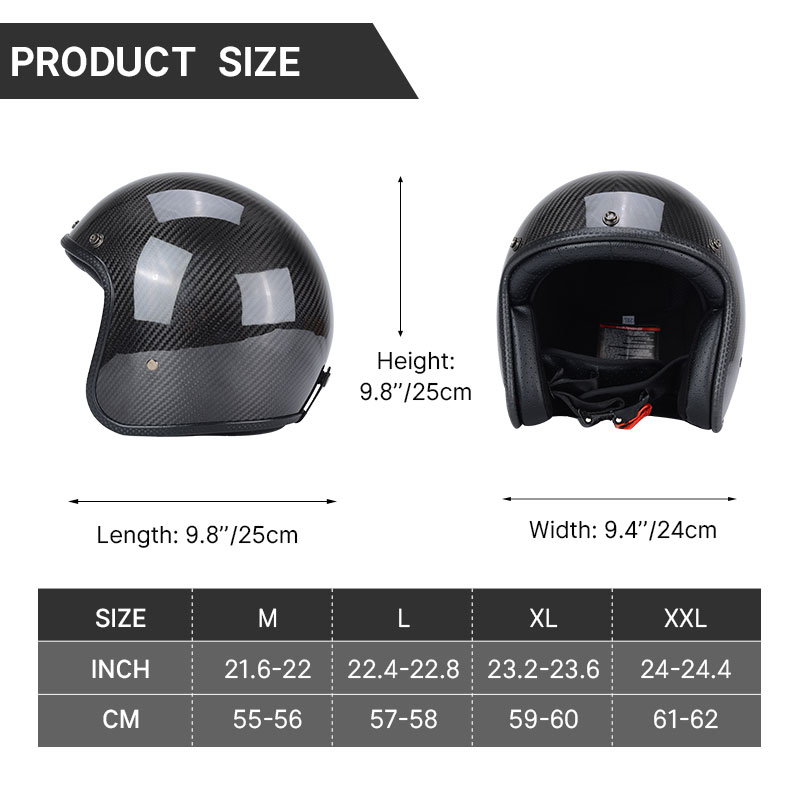 Helm motor wajah terbuka Gloss - Carbon Fiber Lightweight Motorcycle Helmet ulasan dan harga