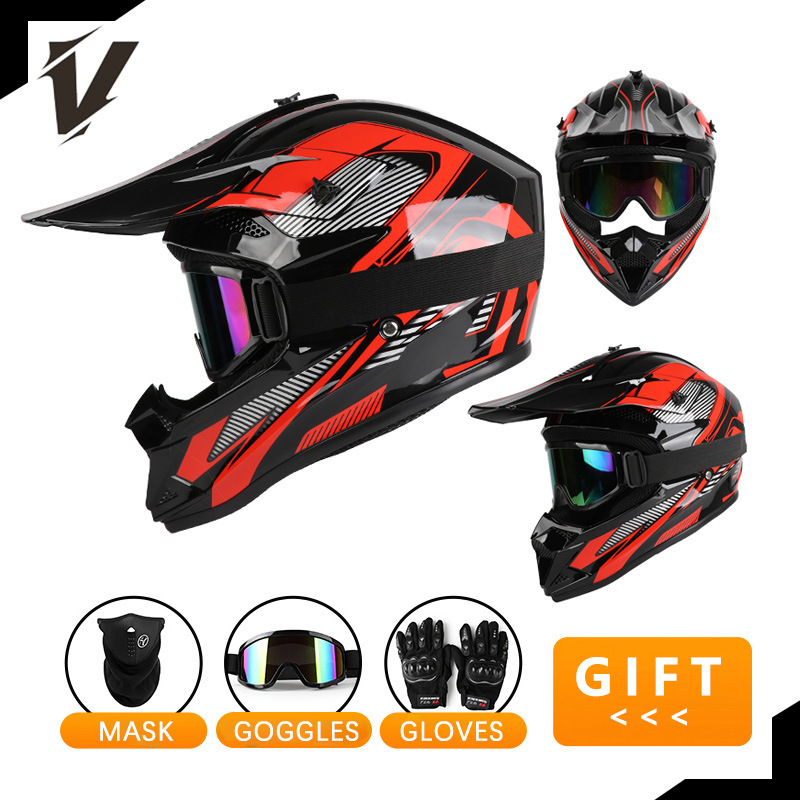 Set Helm Sepeda Motor Off Road - Off Road Motocross Helmet Goggles Set ulasan dan harga