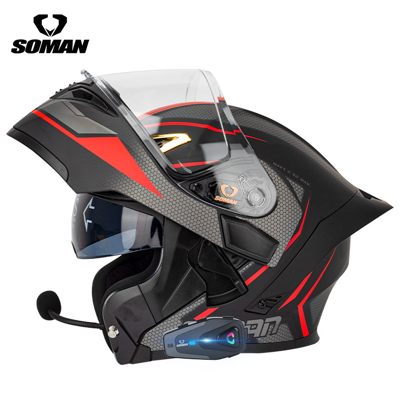Helm Motor SOMAN Flip Up Full  - Dual Visor Motorcycle Racing Helmet ulasan dan harga