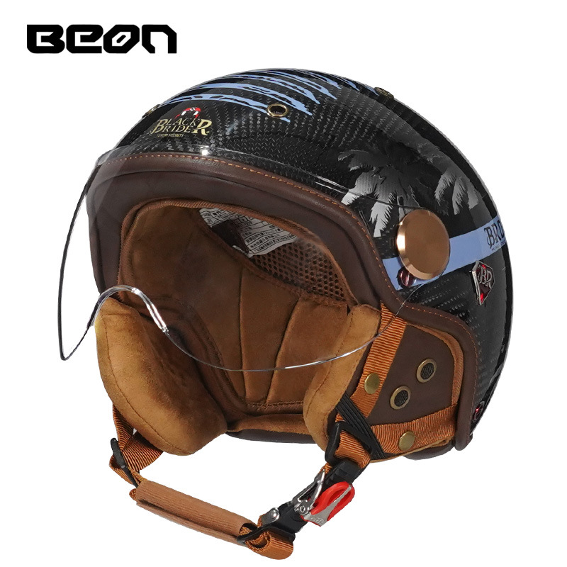BEON BR13 Helm Setengah Wajah  - Vintage Open Face Retro Helmet ulasan dan harga