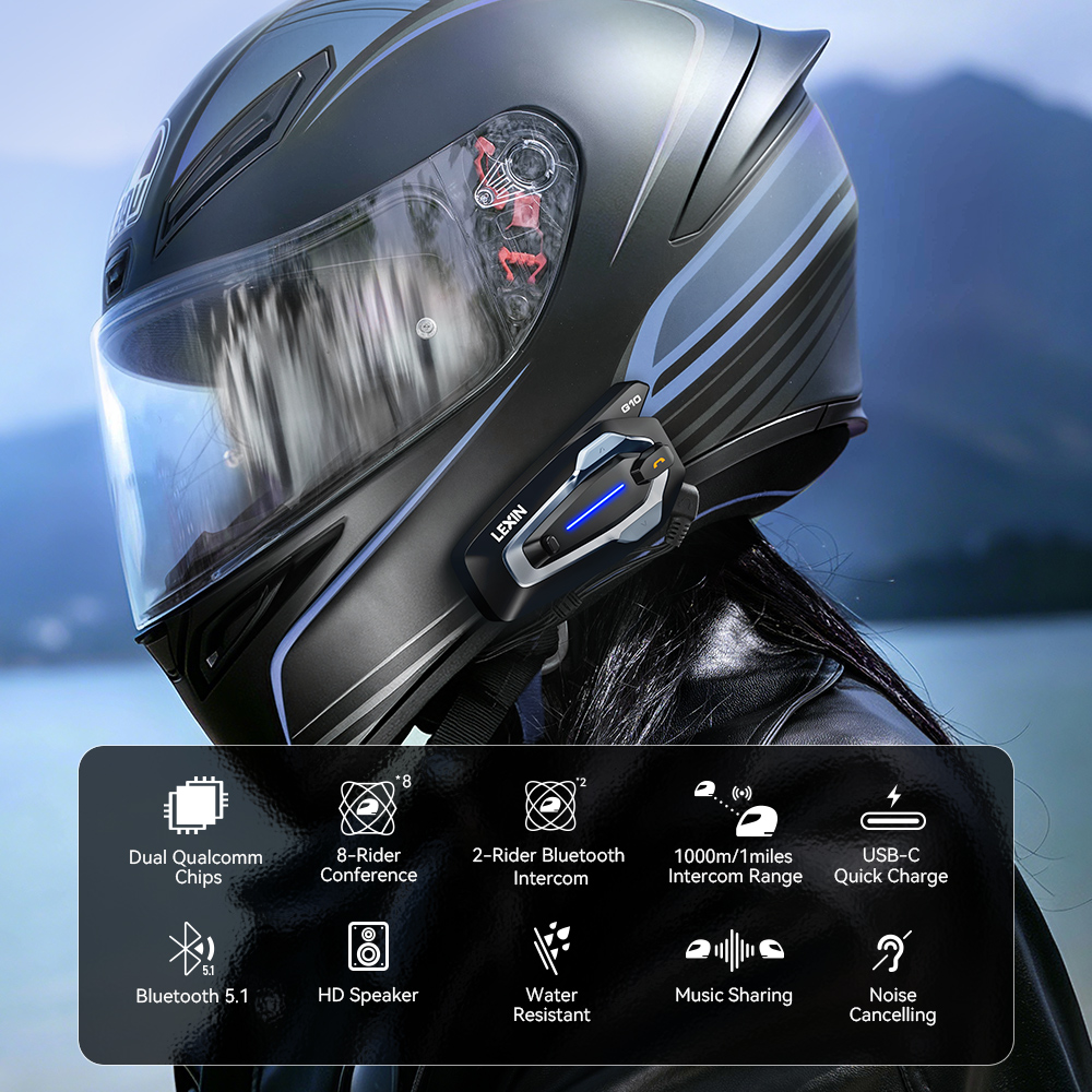 NEW-LEXIN G10 Interkom Helm Mo - Universal Motorcycle Helmet Intercom Headset ulasan dan harga