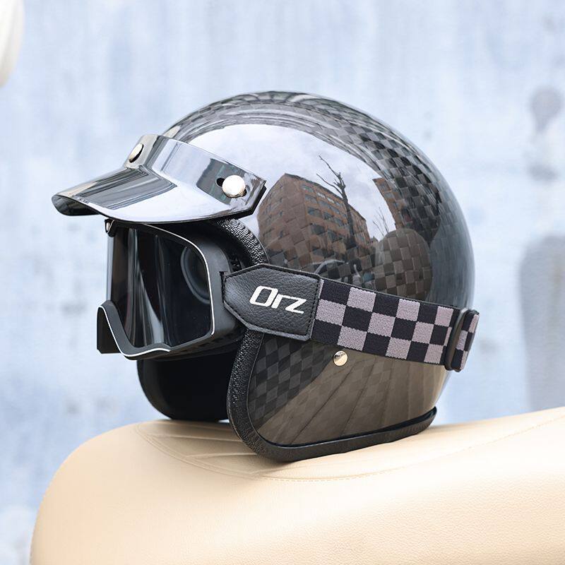 Helm Motor Serat Karbon Vintag - Carbon Fiber Lightweight Motorcycle Helmet ulasan dan harga