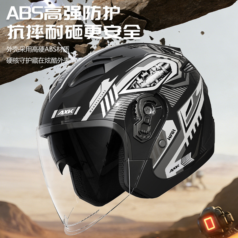 Helm Sepeda Motor Retro 3/4 Op - Dual Visor Motorcycle Racing Helmet ulasan dan harga